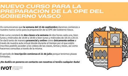 NUEVO CURSO PARA LA PREPARACIÓN DE LA OPE DEL GOBIERNO VASCO